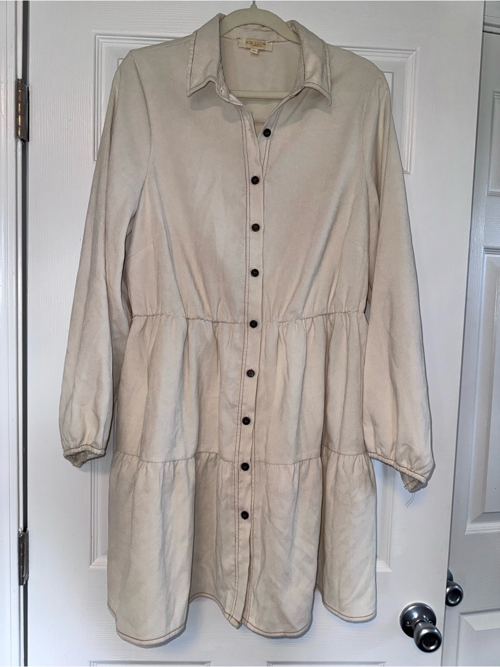 Rebellion Cream Tiered Button-Front Mini Dress 1X